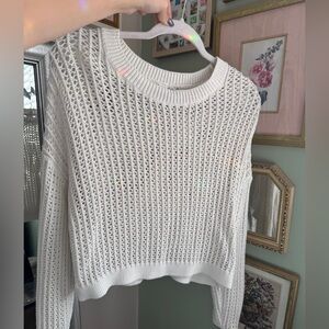 Old Navy White Open-Knit Crochet Sweater